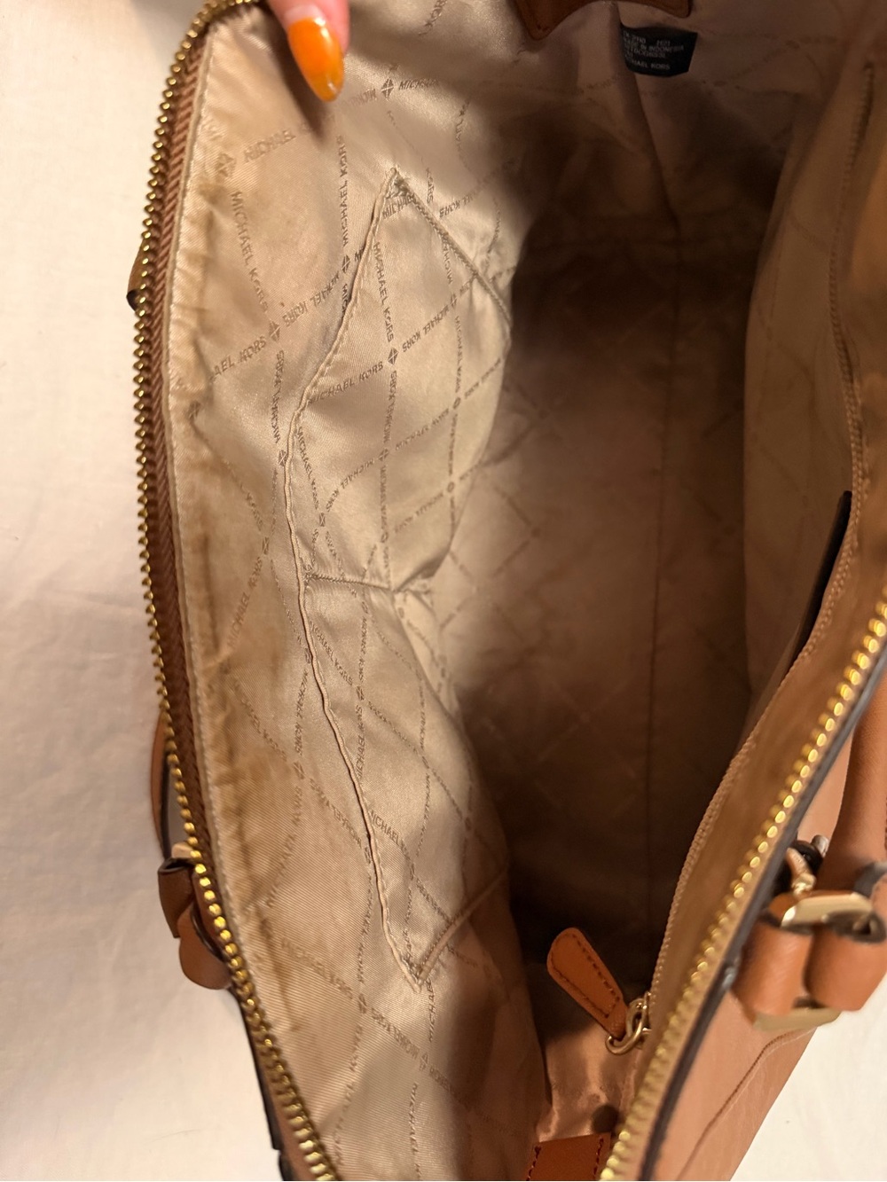 Michael Kors Cognac Leather Larch Shoulder Satchel - Picture 7 of 8